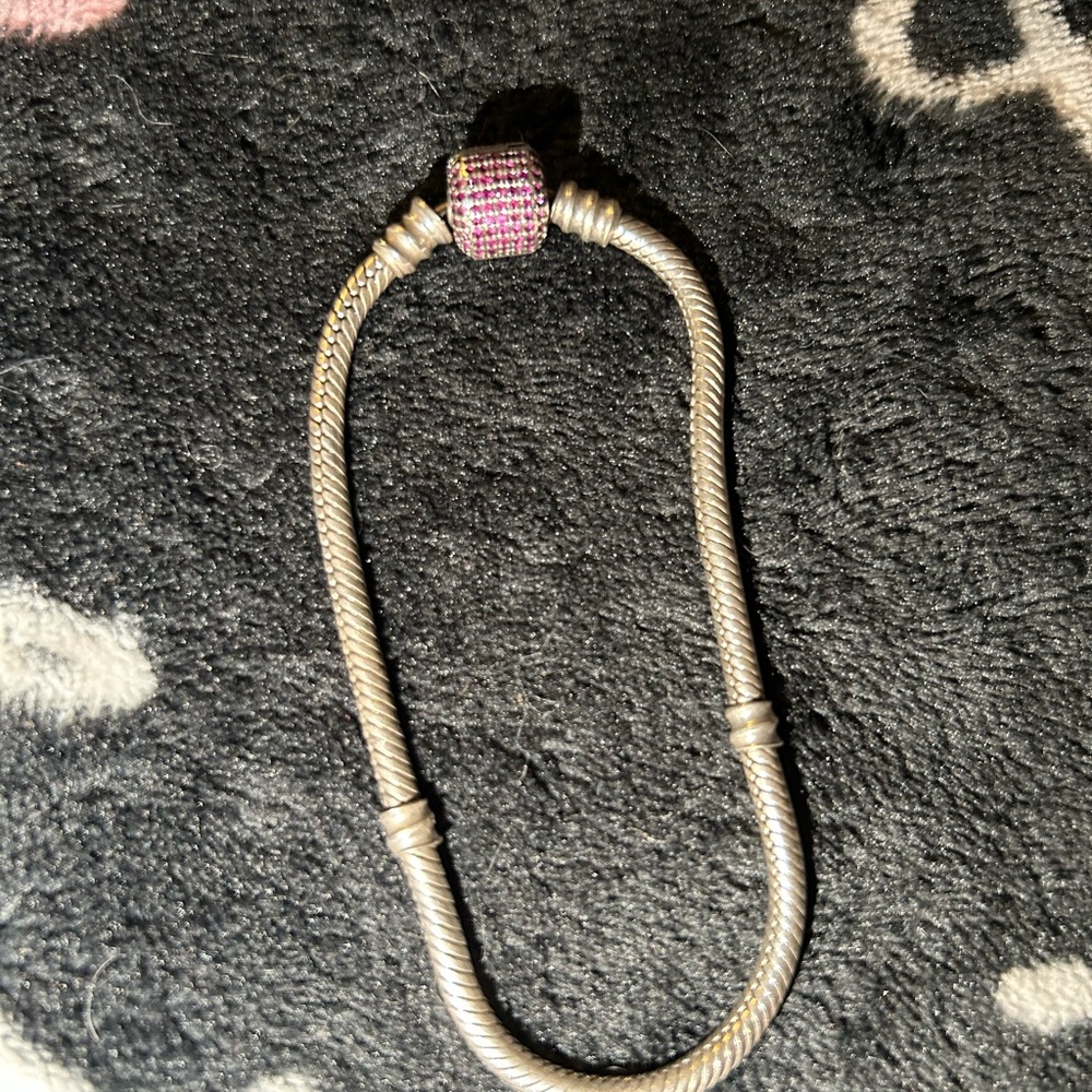 Silver Pandora Bracelet with Pink Accents